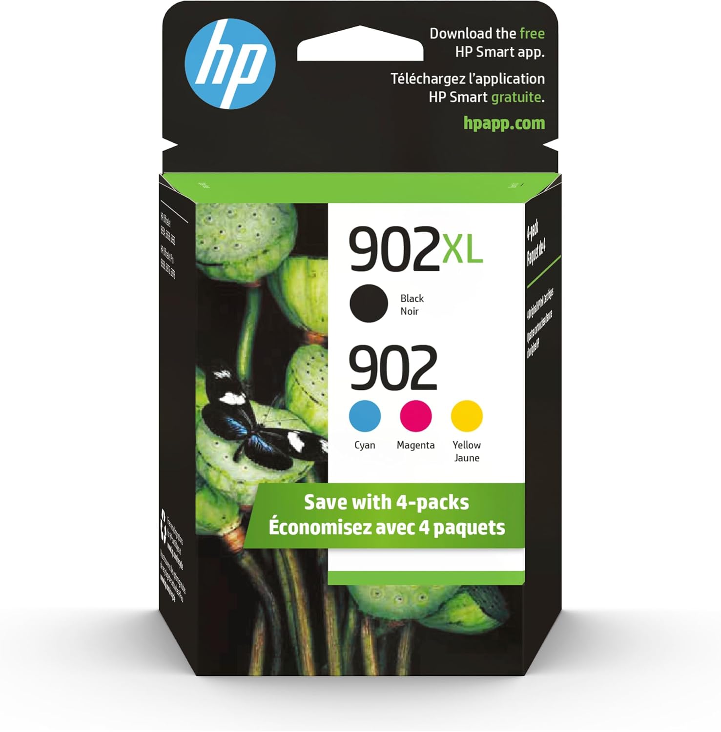 HP 902XL Black + 902 Cyan, Magenta, Yellow Ink Cartridge (Black XL + CMY)